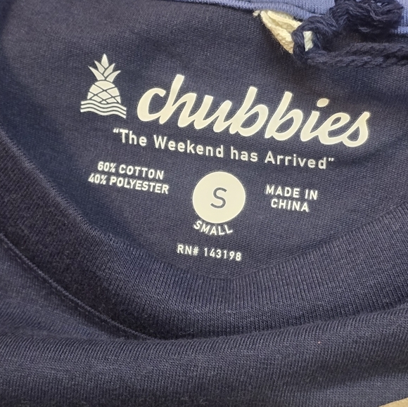 Chubbies Navy Tee Men's Small Sky's Out Thighs Out - Picture 3 of 5